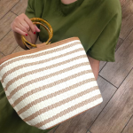 Bolsa Yute Beige con rayas Camel Mod. 23 8010