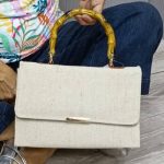 Bolsa Arpilleria Beige Asa Bambú Mod. 23 9054