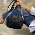 Bolso Abollonado Negro de Rayas Mod. 23 0001