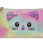 Cosmetiquera Peluche Gato Rosa Orejas Oro 10 1167